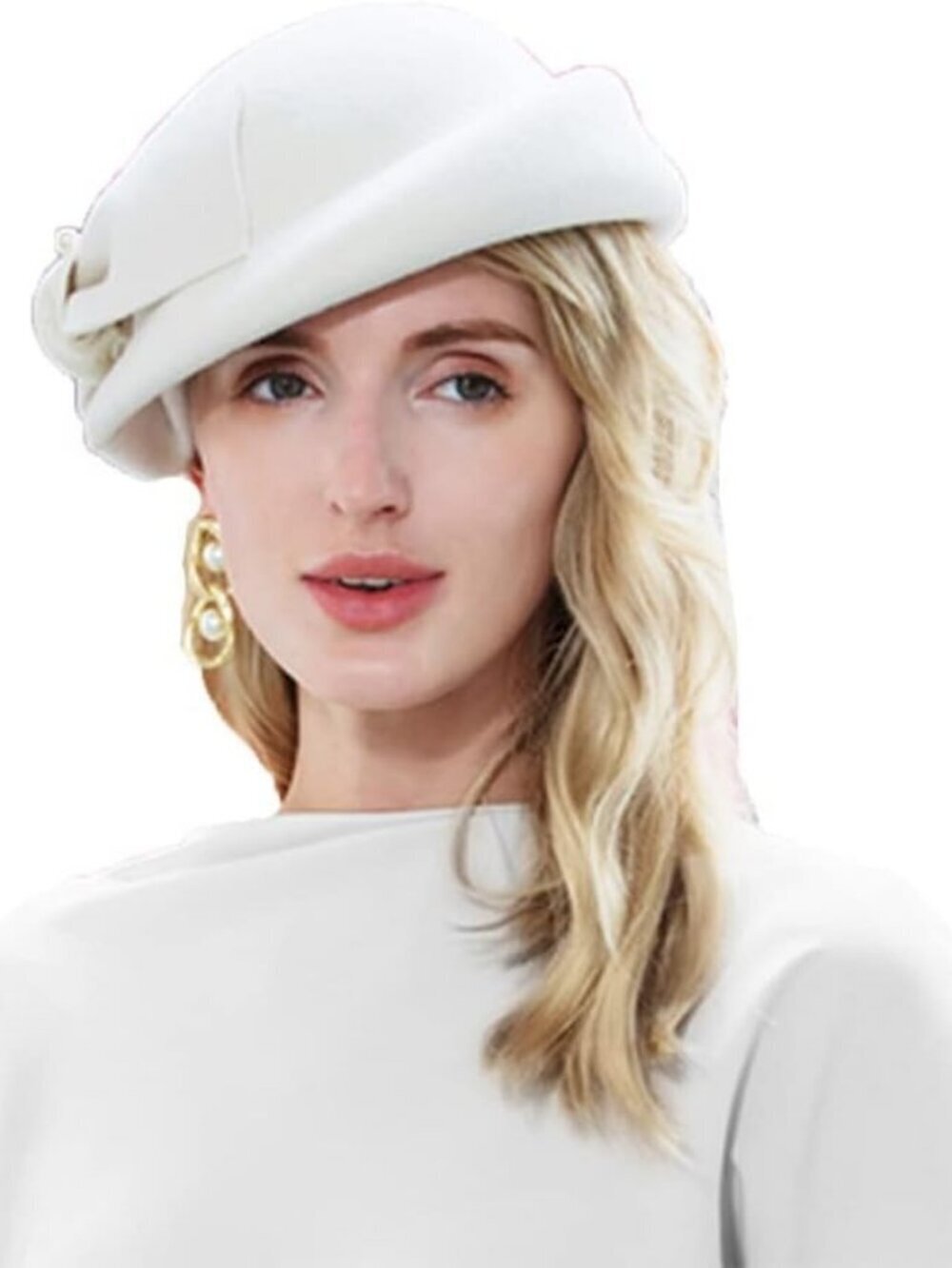 Women's Wool Felt Ribbon French Fashion Vintage Millinery Beret Hats White